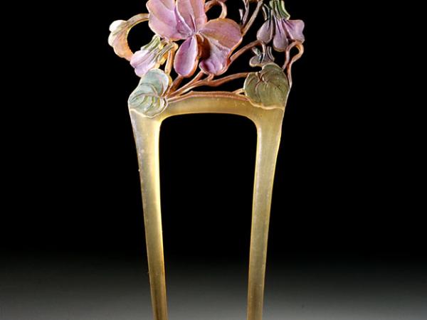 French Art Nouveau hairpin, violet design (2)