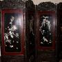 Wood draught-screen inlaid with mother-of-pearl